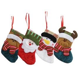 Christmas Stockings, Pack of 4 Christmas Stocking Gift Bag, Christmas Stocking Fireplace for Hanging, Santa Stockings, Decorative Reindeer Santa Claus, Bear, for Christmas Tree, Stairs