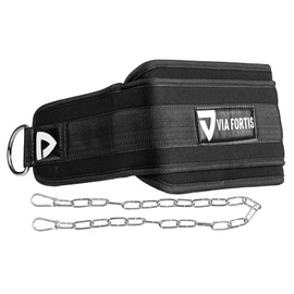 VIA FORTIS - Weight Lifting Belt with Chain - For Calisthenics, Street Workout, Bodybuilding, Dips, Pulls, Weights, Squats - Weight Training Accessory - Men and Women - Capacity 180 kg