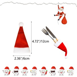 Yahpetes - Sombreros de Papá Noel, 30 unidades, portacubertería de Navidad, 2.4 x 4.7 pulgadas, sombreros de botella de vino de Navidad, lindos sombreros de Papá Noel, para decoración de bodas, fiestas (30)