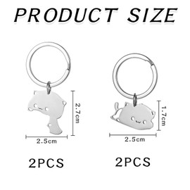 WUFGWBD 4 Piece Spliced ​​Cat Keychain, Creative Design Keychain, Cute Pendant, Stainless Steel Cartoon Keychain