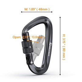 Brotree Carabiner with 1200 kg Load Capacity, Carabiner Hook with Keyring / Screw-Lock Configuration, Heavy Duty Screw-Lock Carabiner for Hammocks, Camping, Hiking, Fishing & More