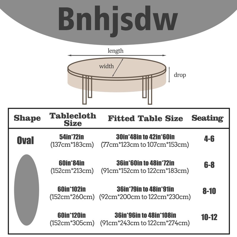 bnhjsdw Oval Tablecloth, French Country Printed Oval Table Cloth-60x120 Inch,