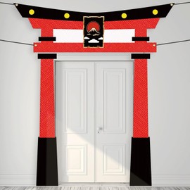 Japanese Torii Gate Door Banner – 3PCS Ninja Warrior Backdrop Door Decoration for Karate Birthday Party Photo Booth Props