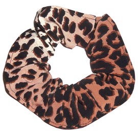 Animal Spots Prints Silky Fabric Hair Scrunchies Cheetah Brown Black Tan Set of 2 made by Scrunchies by Sherry