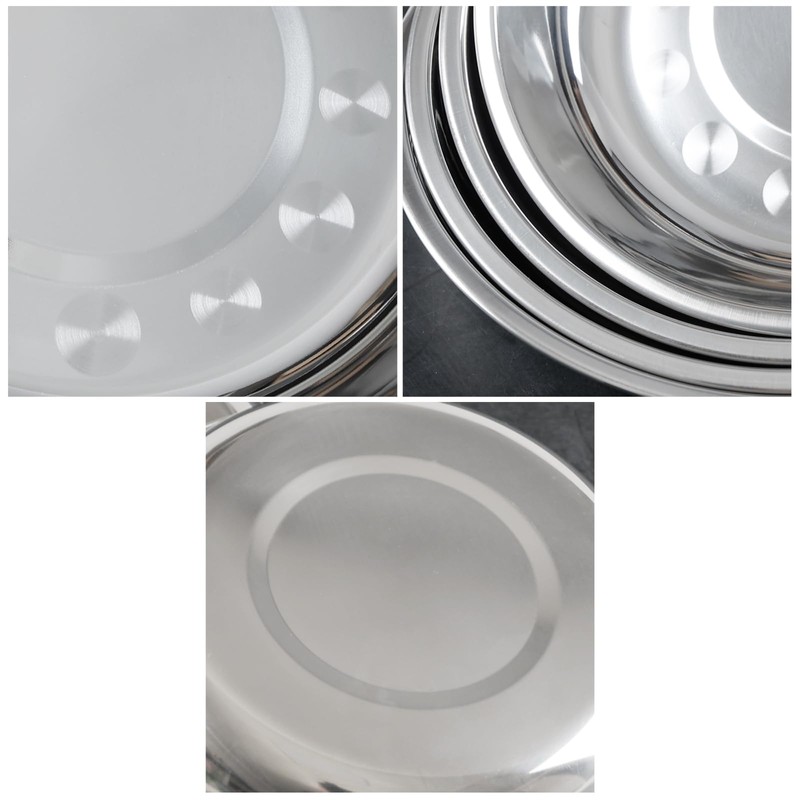 Uumitty Set of 4 Stainless Steel Round Dinner Plates, 20