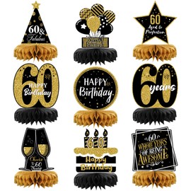 9 Pieces 60th Birthday Table Decorations 60th Birthday Centerpieces for Tables 60th Birthday Decorations for Men and Women (60th)