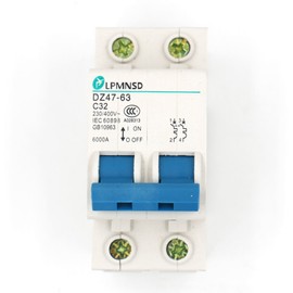 Baomain Miniature Circuit Breaker DZ47-63 (MBM6C) C32 AC 230V 400V 32Amp 2 Pole DIN Rail Mounting
