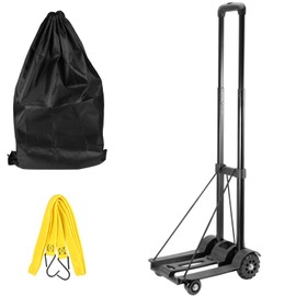 HOZEON Folding Hand Truck, 88 Lbs 40 KG Heavy Duty 4-Wheel Solid Construction Utility Cart for Luggage, Lightweight Compact Portable Fold Up Dolly for Luggage, Travel, Shopping Moving, Office, Black