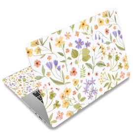 Universal Laptop Skin Protector,Scratch Resistant,Removable Adhesive,Fits Up to 15.6” Laptops - Customizable for Smaller Sizes | Multiple Designs Available (Pressed Flower Art, 15.6 inch)