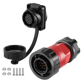 CNLINKO YM-20 14-Pin Waterproof Circular Connector, IP68 Rated, Quick Plug Aviation Solder Connector, PBT Plastic Shell, M20 Male-Female Flange Socket (4 Hole Model)