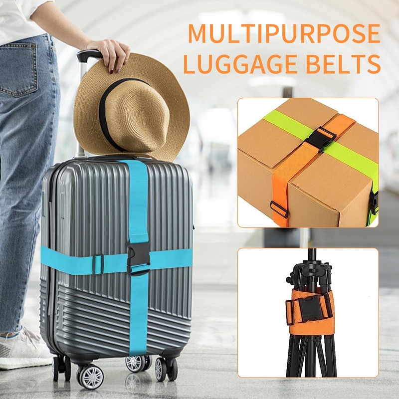 BILIONE 4 Pack Luggage Straps 79" Long Belts Keep Suitcase