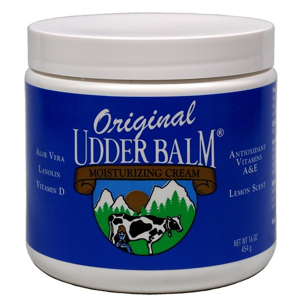 Original Udder Balm (NOT Cream or Lotion Body Moisturizing and Soothing for Dry, Cracked, Flaky, Rough Skin, 16 oz Jar, Lemon Scent