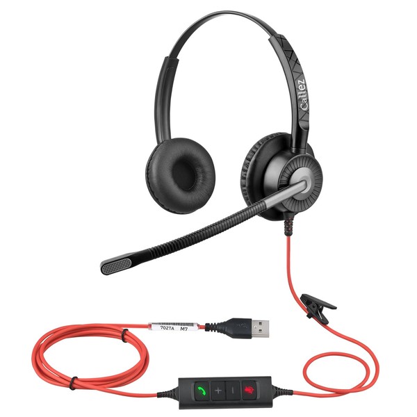 USB Headset with ENC Dual Noise Cancelling Microphone for Laptop