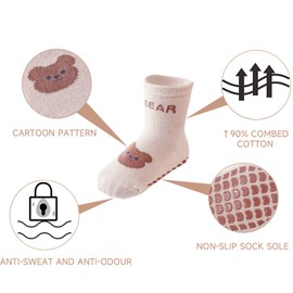 ZYUPHY Stopper Socks Baby Children Cotton 5 Pairs ABS Socks Baby Crawling Socks Baby Socks Cartoon Warm Non-Slip Socks Children, A colours