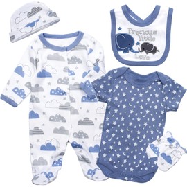 Blue Reborn Dolls Clothes Boy 5 Pieces Suits Fit 20''-22'' Baby Doll Clothing Accessories Baby Reborn Clothes Stuffs