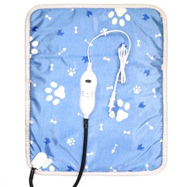 Cat heating pad, Adjustable Temperature Heated Cat Bed, Dog Heating Pad by HOT DOG,Waterproof Heating Pad with Chew Resistant Cord, 17.7''X17.7'', Blue Pet Heating Pad
