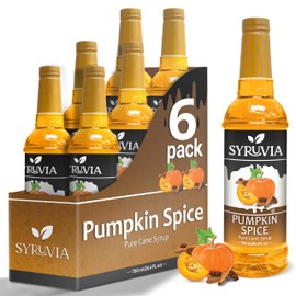 Pumpkin Spice Syrup by Syruvia 6-Pack, 25.4 fl oz, Wholesale Coffee Syrup Shops, Cafes, Baristas, Bistros, & Beverage Bars, Bulk Kosher & Gluten-Free