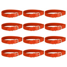 YELARXI Baseball Belt PU Leather Softball Belt, Adjustable Elastic Baseball Uniform Fit for Men Women Youth Football Exercises Climbing - (12 Pack, Dark Orange)
