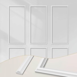 6 Set Peel and Stick molding ，Pre-Made Accent Molding, Wainscoting Panel for Interior Wall ，Waterproof Pre-Cut DIY Home Decor Trim （54 x 24 in）