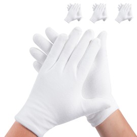Untrytb 3 Pairs White Cotton Gloves for Dry Hands Sleeping, Premium Cotton Gloves for Eczema Lotion, Hand Gloves Moisturizing Overnight, White Gloves for Women & Men, Work Glove for Coin Jewelry Silver