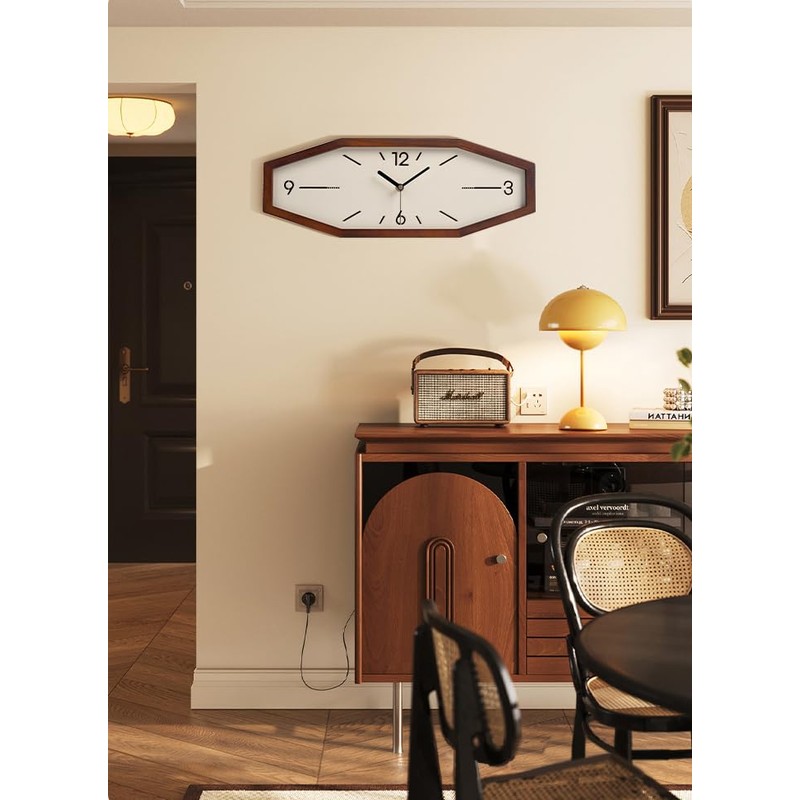 DaguyS Wooden Retro Wall Clocks, 18 Inches Square Clocks Rectangular