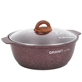 TM KUKMARA Cooking Pot Aluminum Dutch Oven Pot with Glass LidGranit ultra (red) Cookware Kitchen Pot (5.3-qt. (5 L))