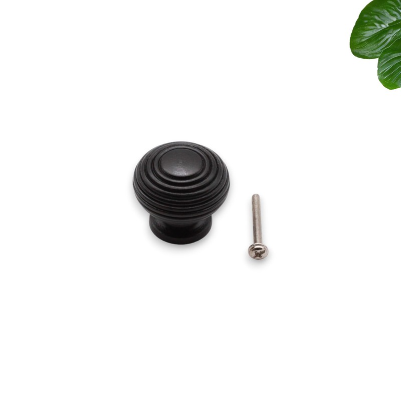 Infinity Decor Ebonised Reeded Wooden Beehive Large Cupboard Knob Interior