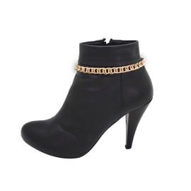Women Boot Bracelet Chain Links Basic Bling Metal Western Fashion Jewelry Anklet Shoe Charm Gold Color