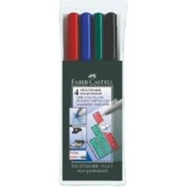 FABER-CASTELL OH Pen Multimark 15 14 04, F, Non-Perm, 0.6 mm, Assorted, Pack of 4