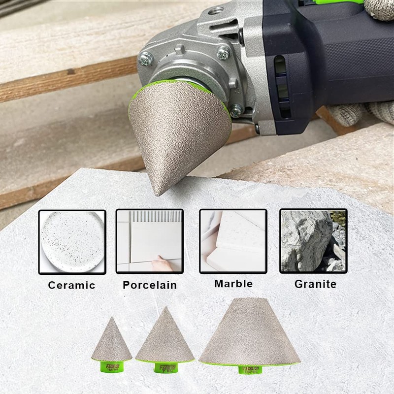 FACHLICH Diamond Cone Tile Bit - 2" Beveling Chamfer Bit