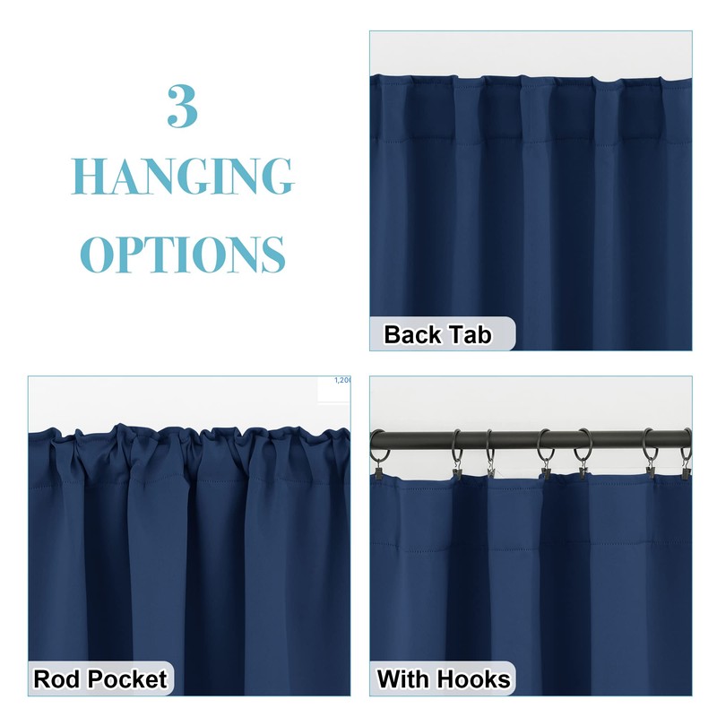 RYB HOME Blackout Curtains for Bedroom - Small Window Treatment