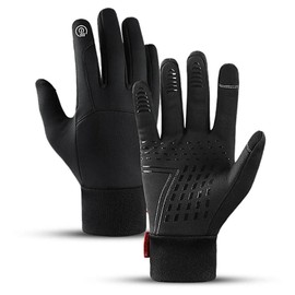 1 Pair Windproof Thermal Gloves Slip Resistant Touch Screen Warm Gloves for Cycling Riding Running Outdoor Sports Black L
