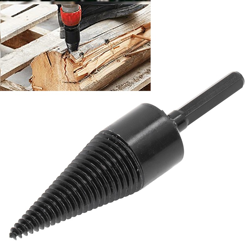 Firewood Drill Bit Wood Log Splitter Carbon Steel Cone Hex