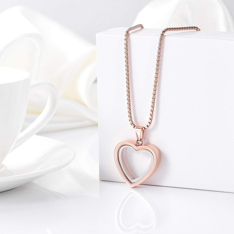 Glass Cremation Jewelry Necklace for Ashes Heart Memorial Lockets for