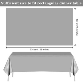 PLULON PLULON Tischdecke aus Silberfolie, Kunststoff, 137 x 274 cm, rechteckig, metallisch, Silber, Tischdecke für Hochzeit, Geburtstag, Weihnachtsfeier, Zuhause, Tischdekoration, Babyparty, Partyzubehör