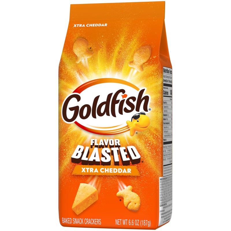 Goldfish Flavor Blasted Xtra Cheddar Cheese Crackers, Baked Snack Crackers,