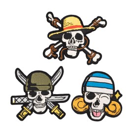 Grupo Erik Toppe Termoadesive One Piece Manga - Set 3 Toppe Adesive per Tessuti | Patch Ricamate per Zaini, Giacche e Borse, One Piece Gadget (10 x 11 cm)