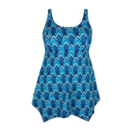 Septangle Bathing Suit Tops for Women Modest Cross Back Plus Size Swim Top Vintage Push Up Sports Bra Swimsuit Top with Bra Support Cute Swimwear Top Only Blue Wave US20