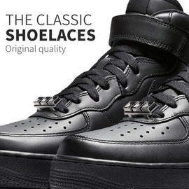 YLOKO Air Force 1 Shoe Laces with AF1 Metal Lace Chrams - 54” Flat Replacement Laces for Sneaker - Black