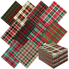 Hahafelt 10 Pcs Vintage Plaid Christmas Quilting Fabric 18 x 22 Inch Retro Homespun Fabric Jelly Squares Lattice Rustic Precut Buffalo Grid Quilting Strips for Xmas Craft Sewing DIY