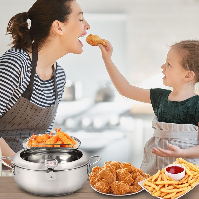 Deep Fryer Pot,Oxydrily Japanese Tempura Deep Fryer Stainless Steel Frying