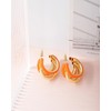 Gold Triple Hoop Orange Earrings, Thick Three Open Jewelry for