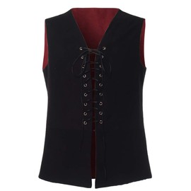 GRACEART Renaissance Men's Medieval Sleeveless Costume Gothic Pirate Vest for Oktoberfest, Red/black