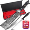 MOSFiATA 7'Nakiri Knife Damascus Professional Sharpe Chef Knife， Kitchen Knifed