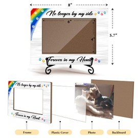 GOODBANER Dog Memorial Picture Frame, Rainbow Bridge Pet Memorial Gifts for Loss of Dog Pet Owner Sympathy Remembrance Gifts Wooden Cat Photo Frame 4x6 Photo /07