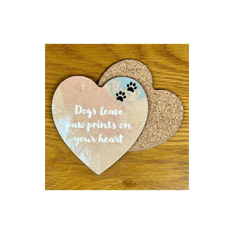Dogs Leave Pawprints Heart-shaped Novelty Coaster - Unique Gift for