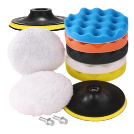 6 Inch Buffing Pads, 11 PC 150mm Backing Plate car polishing kit, Thick Wool polishing pad with self-Adhesive Backing, polishing Sponge Pads for car polishing and waxing