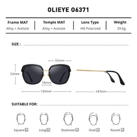 OLIEYE Vintage Oversized Shield Frame Women's Polarized Sunglasses Holiday Sunglasses for Women with Gift Box O6371