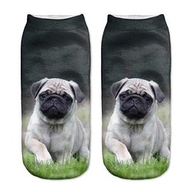Gifton - Pug Dog Ankle Socks - Gift for Girls Women Ladies Teens Mom Girlfriend Her - Fun Funny Gag Birthday Present Christmas Stocking Filler Sizes 6-11