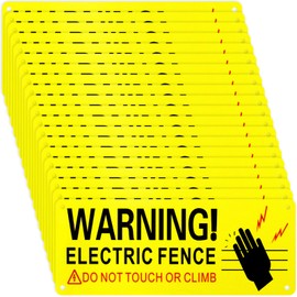Blulu 20 Pack Metal Electric Fence Warning Signs 10 x 4 Inches Reflective Aluminum Electric Fence Safe Sign Yellow Caution for Danger Farm Home